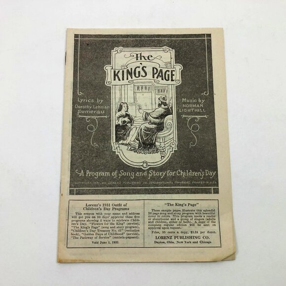 Vintage Music Booklet The King's Page & Mothers' Day 1931 Lorenz Publishing - Picture 1 of 5